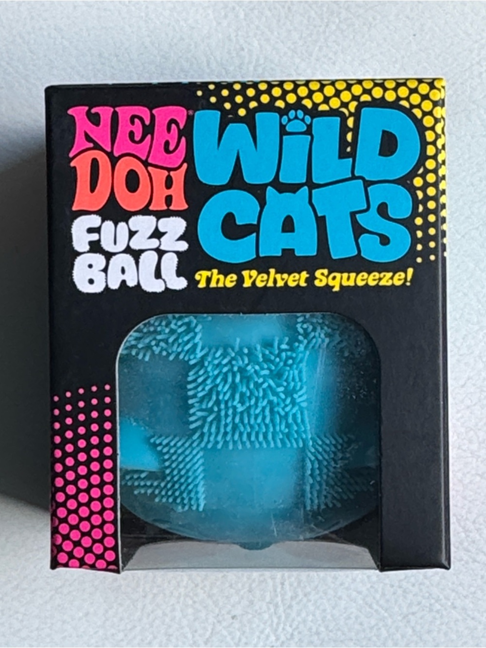 💙RARE NeeDoh Wild Cats Fuzz Ball Blue Check Squishy Squeeze NEW SHIPS TODAY!